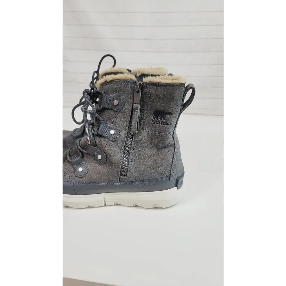 Sorel Explorer II Joan Faux Fur Waterproof Boot in Gray, sz 9.5